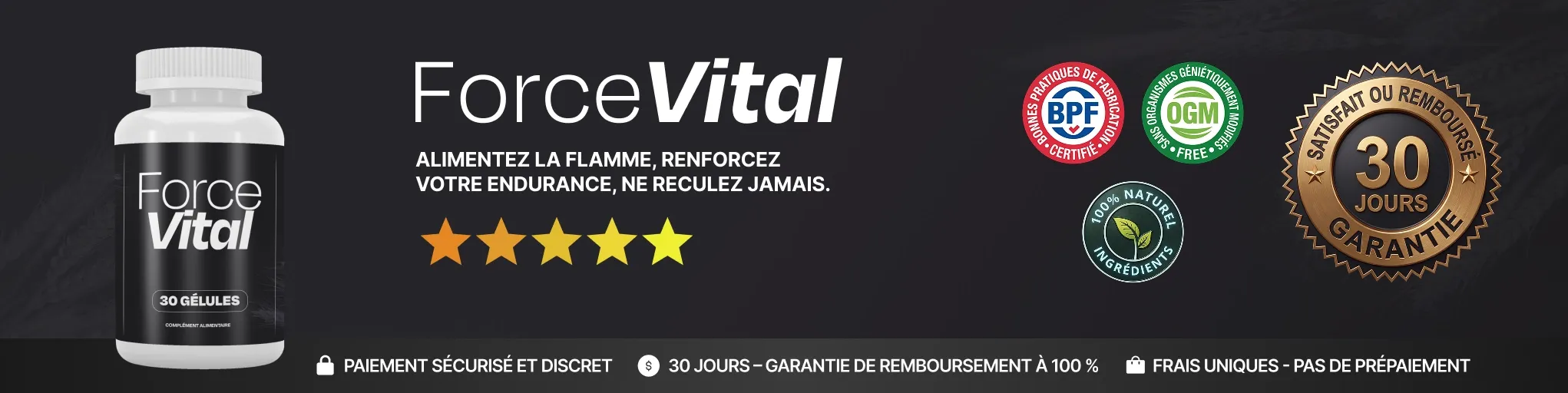 Label garantie satisfait ou remboursé 30 jours ForceVital